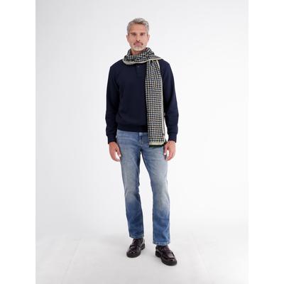 Schal LERROS "Modischer Schal mit Fransen und zeitlosem Muster", Herren, schwarz (classic navy), Viskosemischung, Modetücher Schal