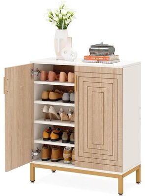 YUZHOU 20 Pairs Modern Shoe Storage Cabinet with Doors, 6-Tier Freestanding Entryway Shoe Organizer Rack