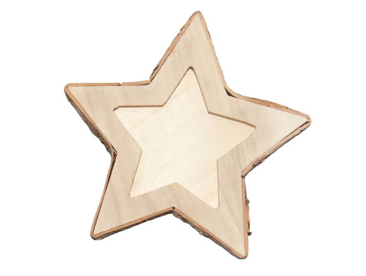 Schale aus Holz in Sternform, mit Naturrand, 20 x 20 x 2,2 cm