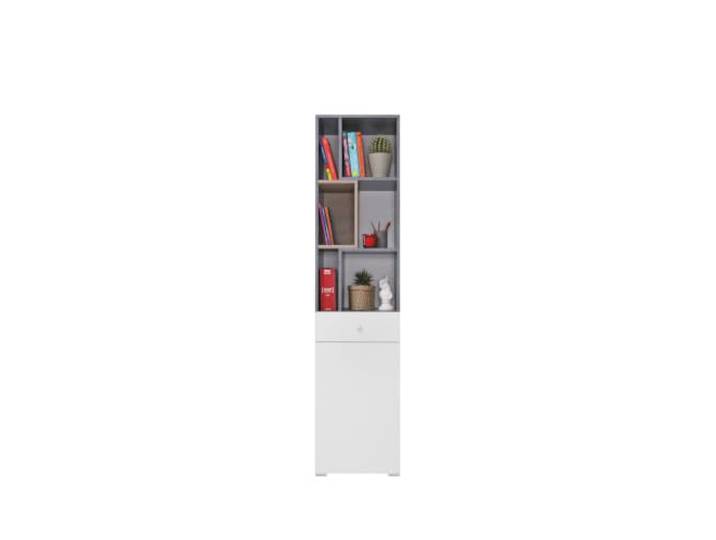 Möbel-Direkt Standregal Sally, Beton/Weiß/Eiche, 45x190x40 cm 41 kg, Modernes Design, Selbstmontage erforderlich