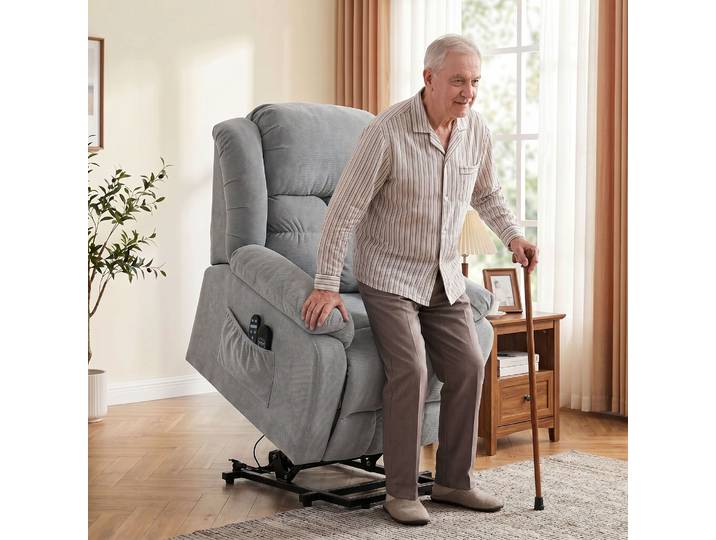 HOMCOM Fauteuil Releveur Massage Chauffant Inclinable Gris Clair