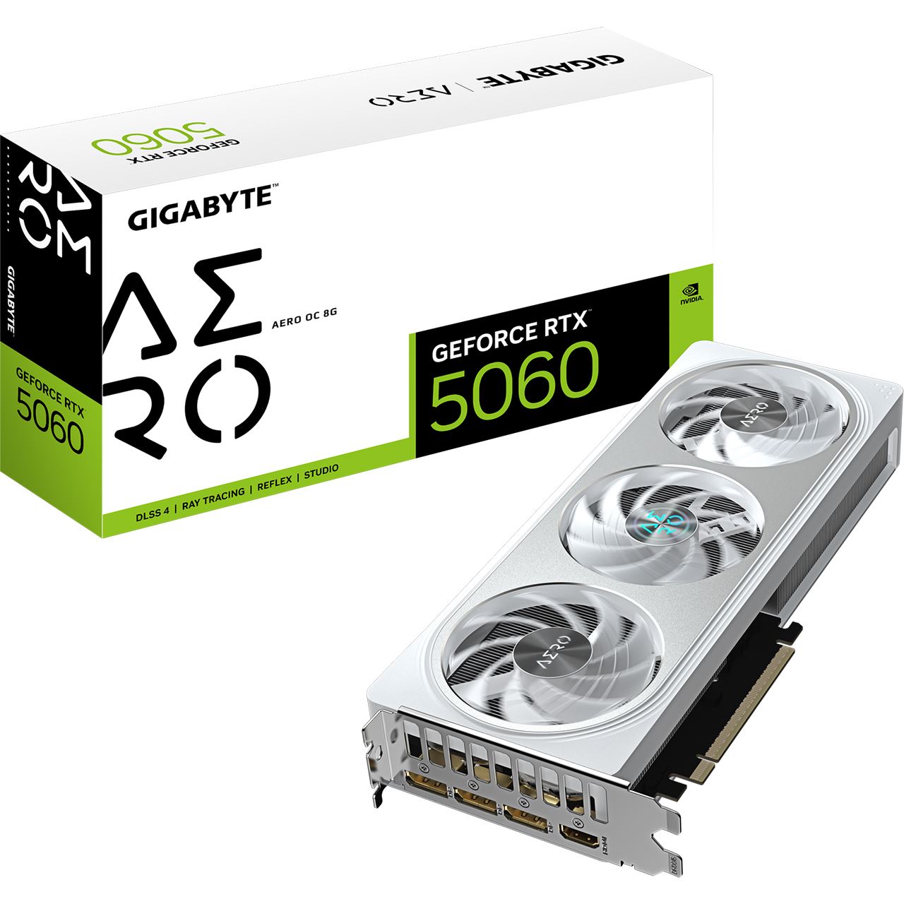 8GB Gigabyte GeForce RTX 5060 Aero OC Aktiv PCIe 5.0 x16 (x8) (Retail)
