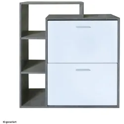 HTI-Living, Schuhschrank, Schuhschrank Lisa Beton-Weiss (80 x 23.50 x 90.50 cm)