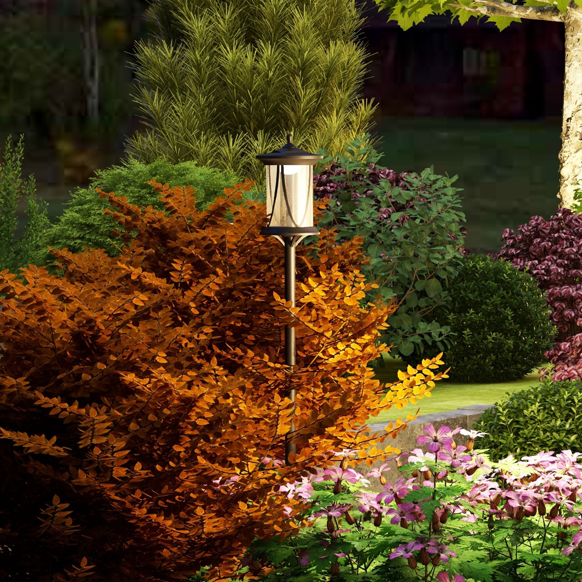 Outsunny Lampione da Giardino e Vialetto 6h Autonomia con Ancoraggio a Terra, Lampione Solare in ABS e Policarbonato, Impermeabile IP44, per Patio, Giardino, Vialetti, 17x17x127 cm, Nero   Aosom Italy