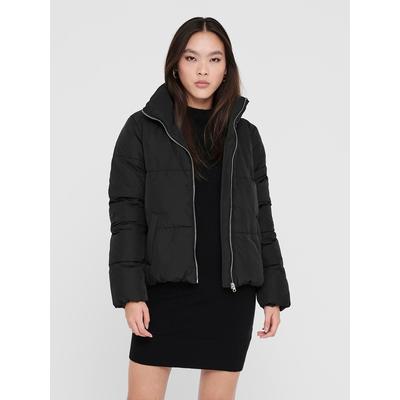 Steppjacke JDY "JDYNEWERICA LIFE SHORT PADD JKT OTW NOOS", Damen, Gr. M, schwarz (schwarz detail:silber zipper), Web, Obermaterial: 100% Polyester, unifarben, Jacken Steppjacke