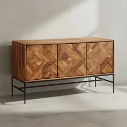 KADIMA DESIGN Massivholz Sideboard Sheesham, 123x70x45 cm, Industrial-Design, Stauraum