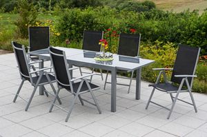 MERXXHANDELS Amalfi Set 7tlg 6 Sessel schwa Tisch 160(220)x90cm 09202039