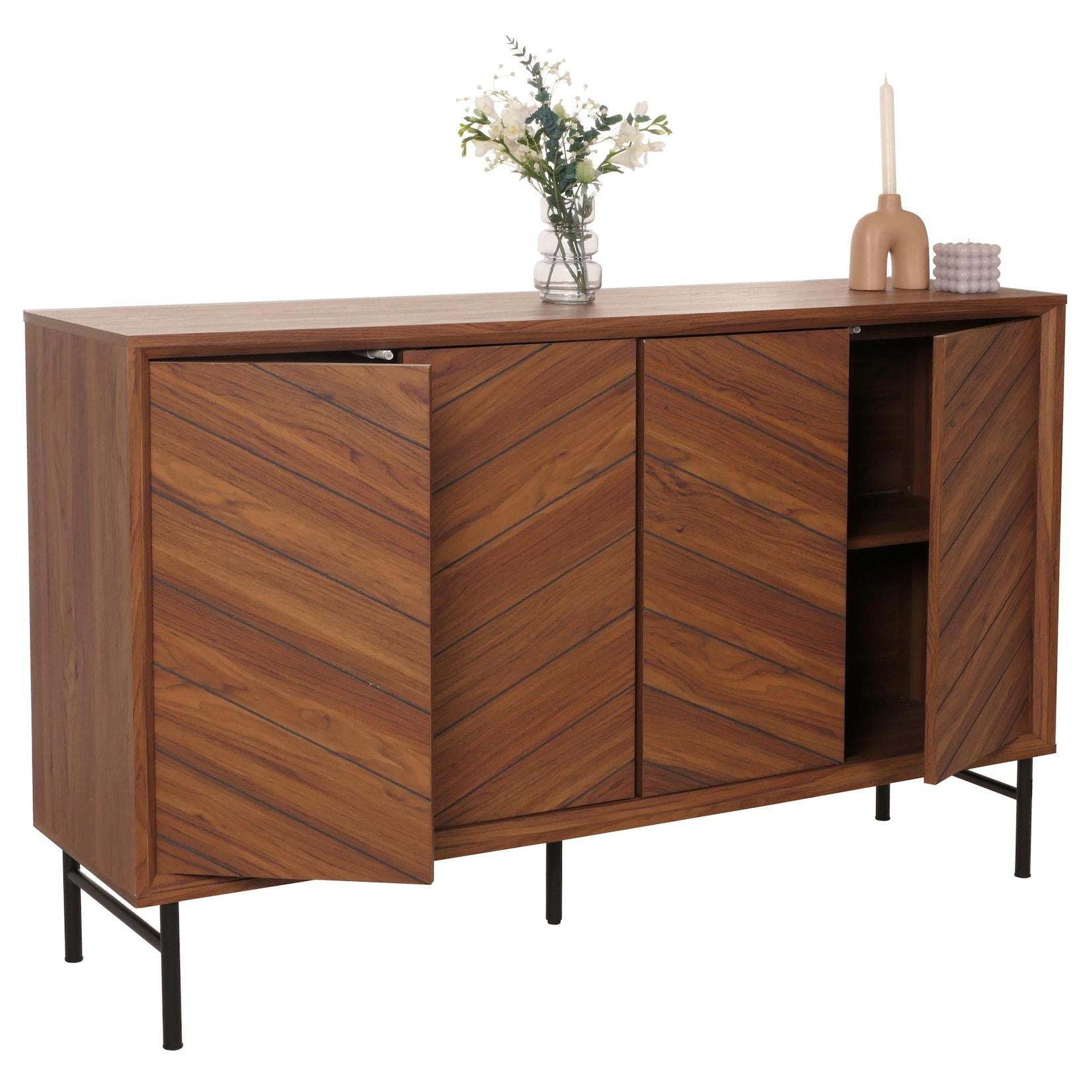 Sideboard MCW-M50, Schrank Kommode Highboard Anrichte, Massiv-Holz Mango 94x151x40cm ~ braun