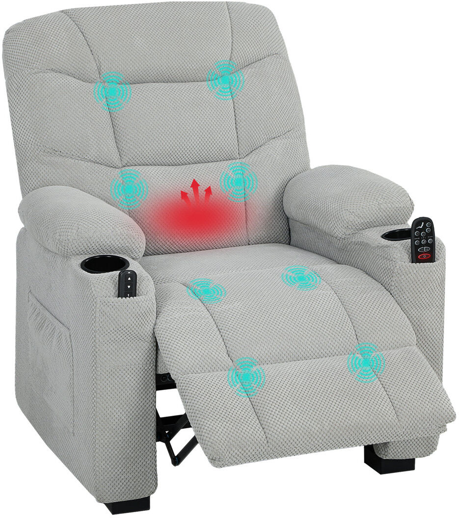Rosalind Wheeler HOMCOM Electric Massage Recliner Armchair with Heat Reclining Chair Grey 105cm H X 96cm W X 90cm D