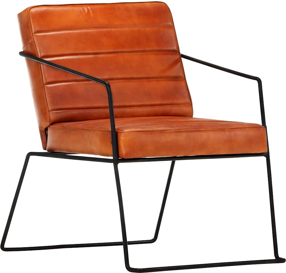 vidaXL Fauteuil Brun roux Cuir véritable
