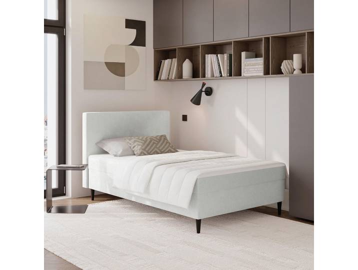 P & B Boxbett, Grau, Textil, 90x200 cm, Bettkasten, Schlafzimmer, Bett, Einzelbetten