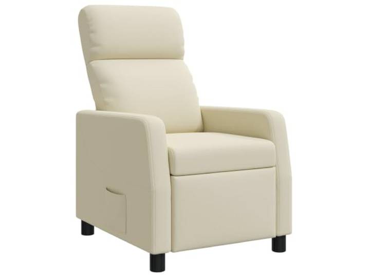 YUTAASU Recliner Chair Cream Faux Leather Adjustable 115-160 Degree, Foam Fiber Filling, Metal Wood Frame, Easy Wipe Clean