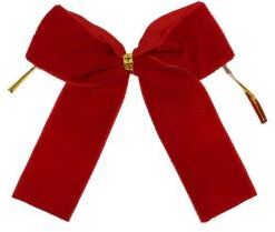 Inspired Living Red Velvet Christmas Tree Bows Set, Mini Gold Accent Holiday Decor For Trees, Wreaths And Gifts red 12pcs