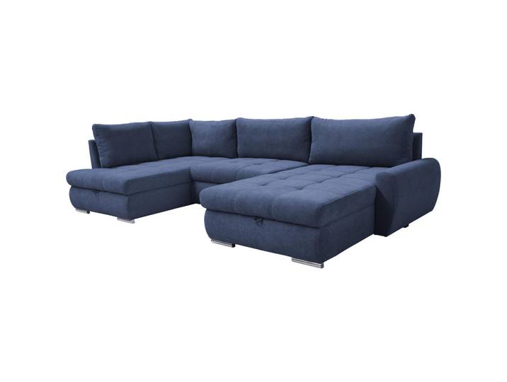 Livetastic Ecksofa, Dunkelblau, Kunststoff, 3-Sitzer, Füllung: Schaumstoff, Ottomane rechts, U-Form, 322x174 cm, Made in EU, Schlafen auf Sitzhöhe, Rücken echt, Wohnzimmer, Sofas & Couches, Wohnlandschaften, Wohnlandschaft U-Form