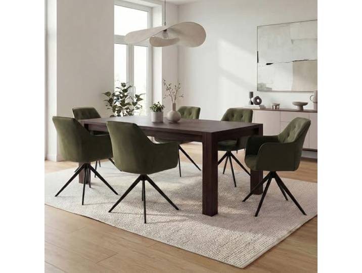 Mendler 6er-Set Esszimmerstuhl HWC-L80 Metall Stoff/Textil - grün