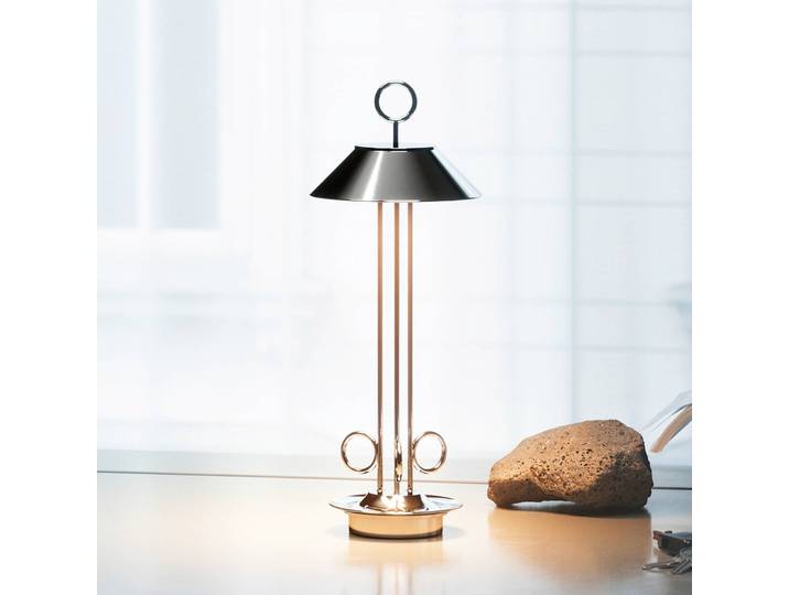 Sigor LED-Akkutischleuchte Nudiderot, chrom, Alu, IP54, dimmbar, chrom / silber, für Wohn- / Esszimmer, Aluminium