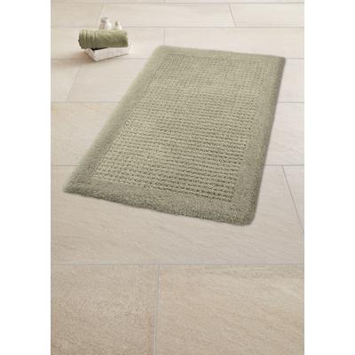 Badematte KLEINE WOLKE "Net, Badvorleger, Badezimmer Teppich", grün (schilf), H:17mm, Baumwolle, Badematten, Badematte, Badteppich, Uni Farben, rutschhhemmend