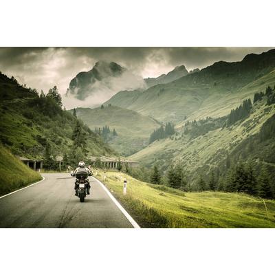 Fototapete PAPERMOON "Motorrad in Landschaft", bunt, B:2m L:1,49m, Vlies, Tapeten