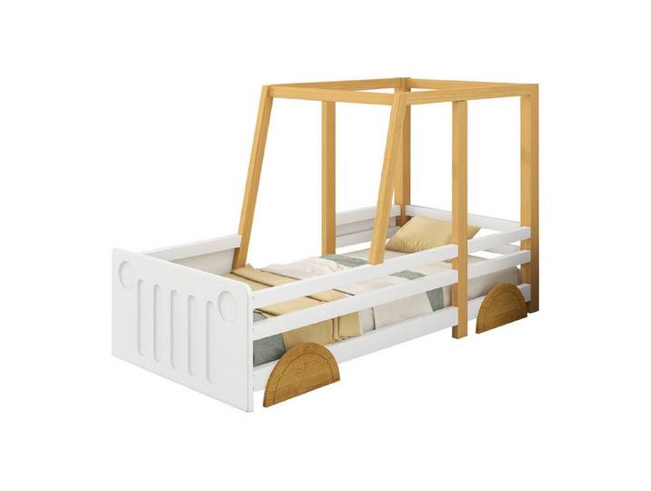 Sweiko Kinderbett, Einzelbett mit MDF-Rädern, Jeep Kinderbett, Kiefer, 90*200cm