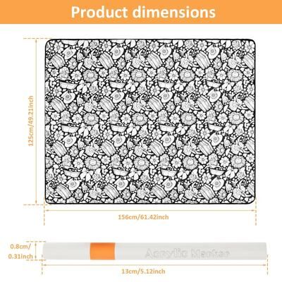 Uplift Picks DIY Coloring Blanket With 24 Markers Creative Reusable Art Throw cows