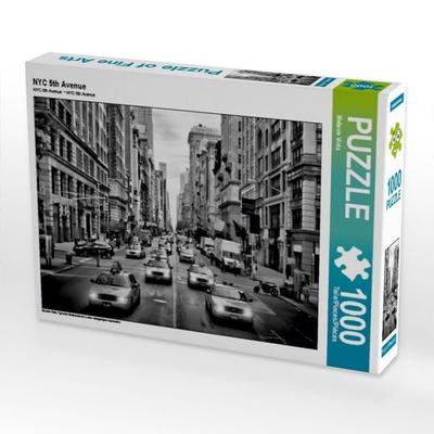 CALVENDO Puzzle NYC 5th Avenue Monochrom | 1000 Teile Lege-Größe 64x48cm Foto-Puzzle für glückliche Stunden