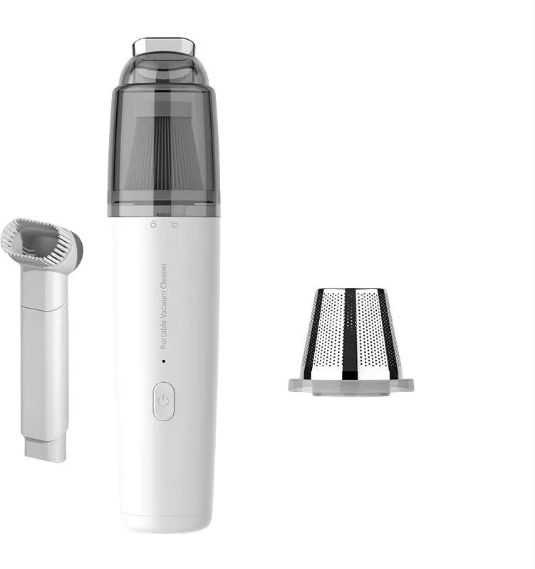 INF Mini Aspirateur Anti-Acariens Portable Rechargeable à Maille Métallique Blanche