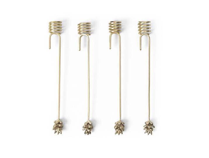 Ferm Living Bougeoirs pour sapin de Noël Forest lot de 4 Brass