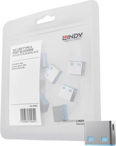 LINDY USB-A Port Schloss USB-Lock 10er Set Blau ohne Schlüssel 40462
