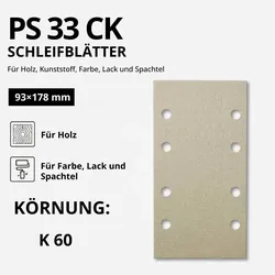 Klingspor PS 33 CK Streifen kletthaftend, 93 x 178 mm Lochform GL17 - K 60