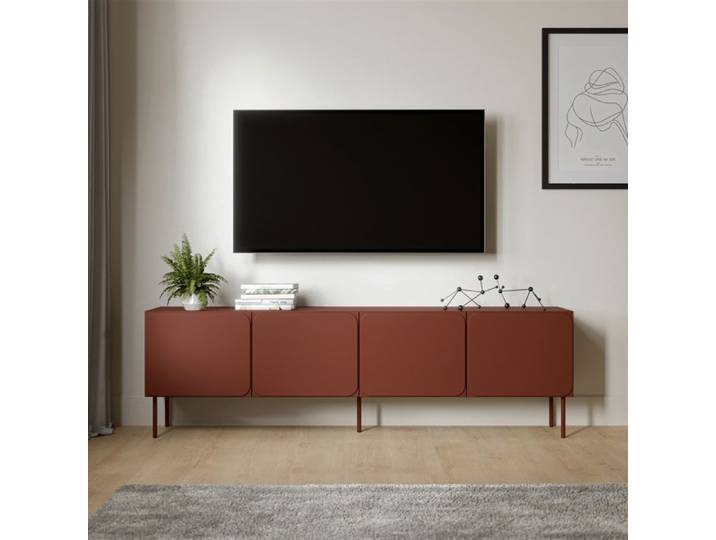 Meuble TV Mornago Dmora en Bois Marron Terracotta 200x42x60h cm