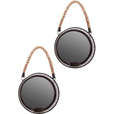Spiegelwandblaker "Anandi, schwarz", schwarz, B:18cm H:18cm T:18cm, MYFLAIR MÖBEL & ACCESSOIRES, Spiegel, Landhaus, Wanddeko, für Teelichter, rund, Ø 18 cm, aus Metall