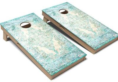 Skip's Garage Bohemian Blue Ivy Cornhole Board Set