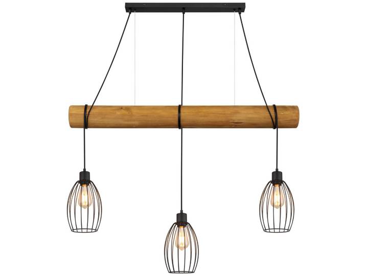 Collett's Monde Hängeleuchte, Schwarz, Holz, Metall, Kiefer, teilmassiv, 16x150x115 cm, Lampen & Leuchten, Innenbeleuchtung, Hängelampen, Pendelleuchte