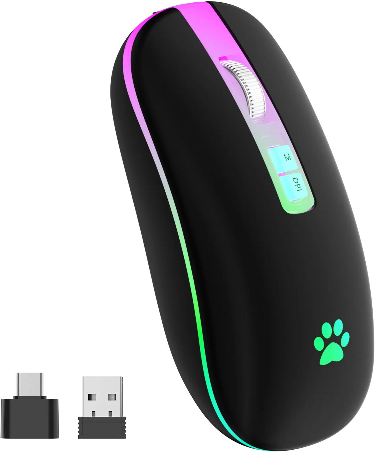 INF Leise Dual-Mode-Maus: Wiederaufladbare kabellose Bluetooth 5.1 A
