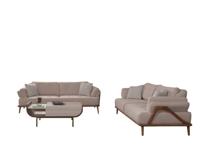JVmoebel Polstergarnitur Luxuriöse beige Sofas mit elegantem Design und hohem Komfort, (2-tlg., 2x 3-Sitzer Sofas), Made in Europe
