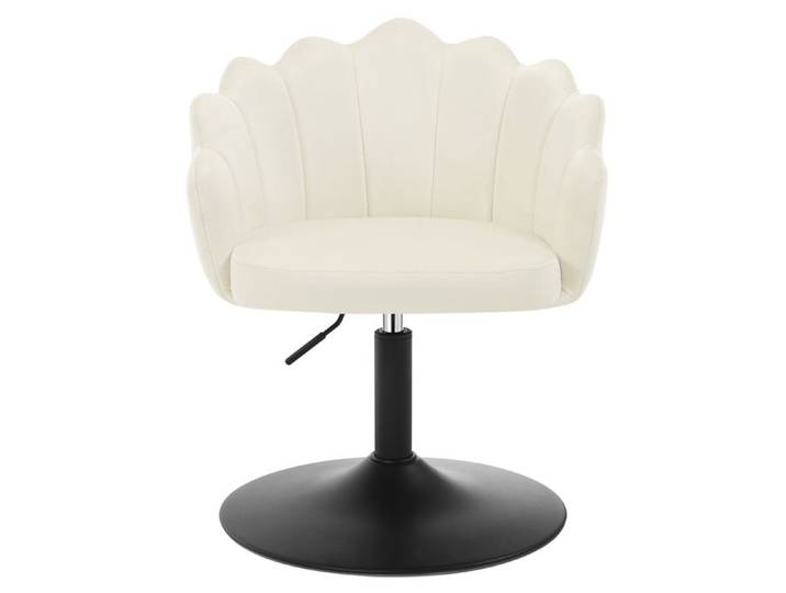 WOLTU Fauteuil Maquillage Velours - Dossier Pétale Hauteur réglable - Tabouret pivotant - Pour Bureau/chambre - Crème
