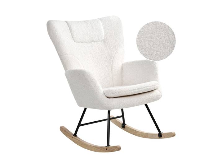 Fauteuil à bascule bouclé blanc
