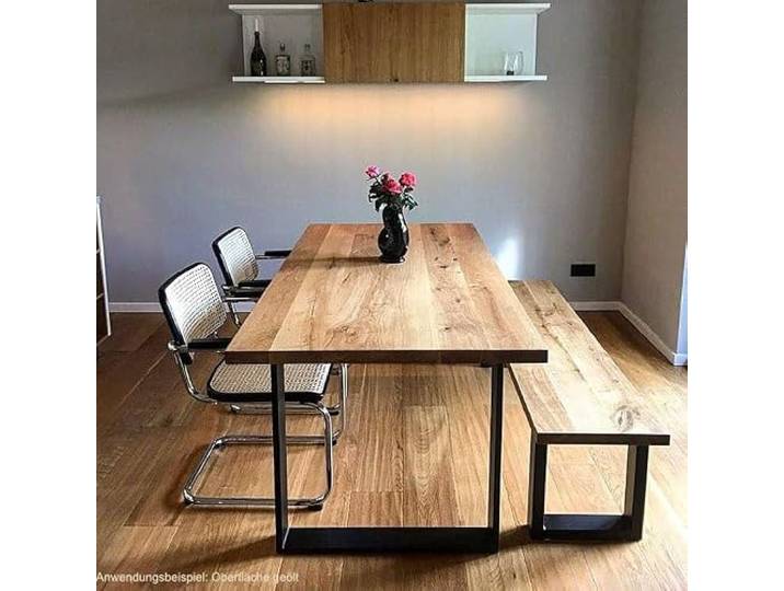 MyTimber® Tischplatte Eiche Massivholz Platte aus Echtholz Baumkante oder gerade Kante Naturbelassen oder geölt Ein Hingucker für jeden Raum (Gerade Kante - geschliffen, 160x80cm)
