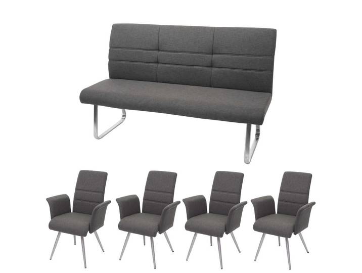 Jamb Esszimmer-Set Grau 4er-Set, Textil, 160x99x68 cm, Esszimmer, Stuhl
