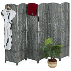 Relaxdays Paravent 6-teilig in Grau Grau
