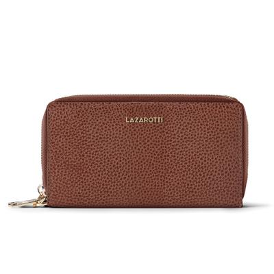 Geldbörse LAZAROTTI "Bologna Leather XL Double Zip-Around Geldbörse RFID Leder 20 cm", Damen, braun, Leder, Kleinlederwaren