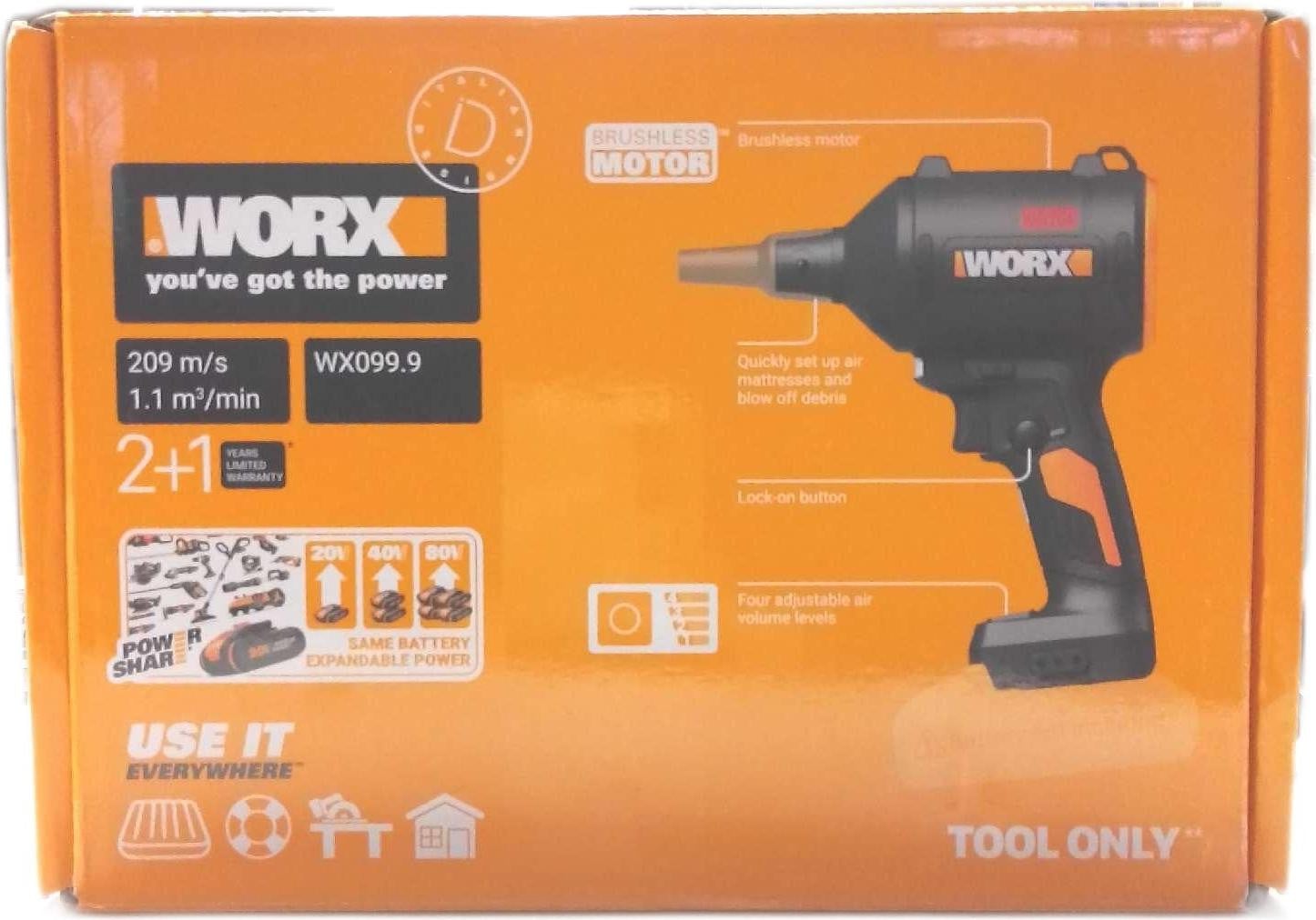 Worx PowerShare Accu-stofblazer met borstelloze motor, zwart