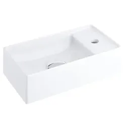Ravak Handwaschbecken Veda 40x22 cm, Armaturenloch, ohne Überlauf XJX01240000