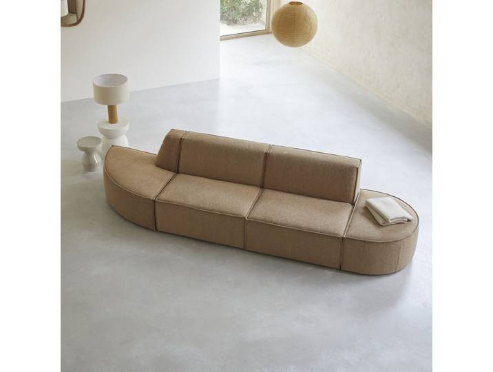 Modulares 2- oder 3-Sitzer-Sofa Dario aus camelfarbenem Stoff - Braun