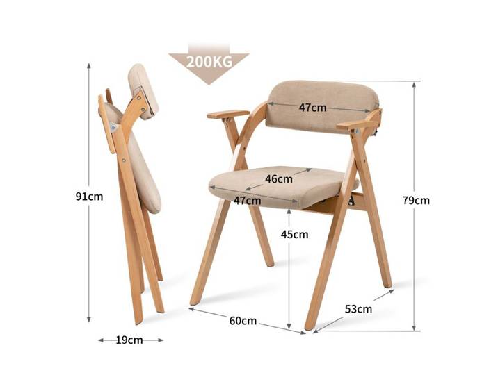 ROVRYN Lot de 2 chaises pliantes avec accoudoirs bois de hêtre assise rembourrée khaki