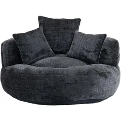 SESSEL chenille bodensessel rund mit kissen