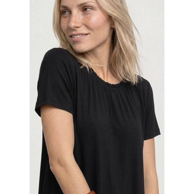 Sommerkleid STREET ONE, Damen, Gr. 34, EURO-Größen, schwarz, Stoff, 95% Viskose, 5% Elasthan, unifarben, normal knielang, Rundhals, abgesteppt, Kleider Sommerkleid, knielang