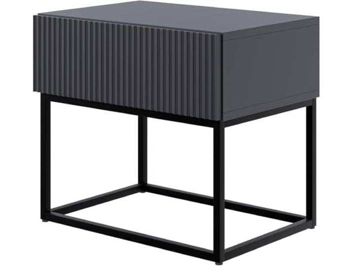Selsey Nachttisch, 44 x 50 x 5,6 cm Schwarz, Schwarze Beine Beistellschrank