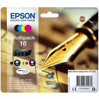 Epson Druckerpatronen Multipack 16 Cyan Magenta Gelb Schwarz C13T16264012