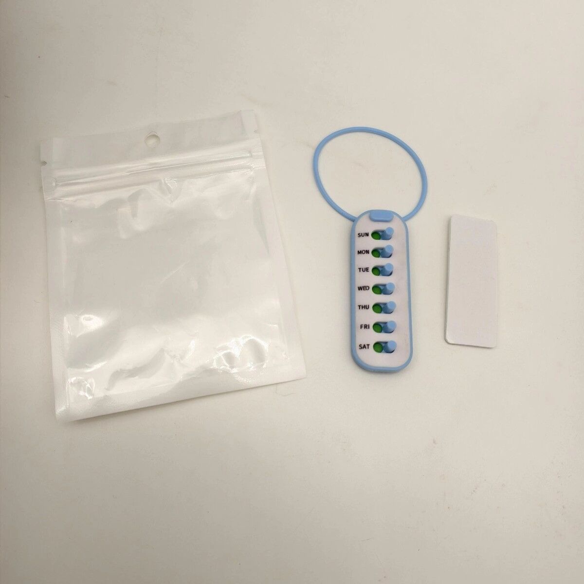 INF Traqueur de pilules réutilisable à sangle - note autocollante rappel de médication ABS portable Bleu